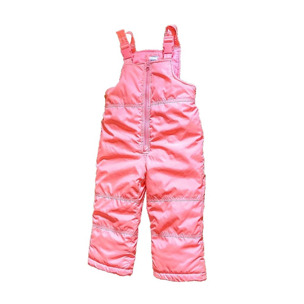 Carter’s Girls Snow Bib Pants 3T Pink Zipper Adjustable Straps Insulated Overall